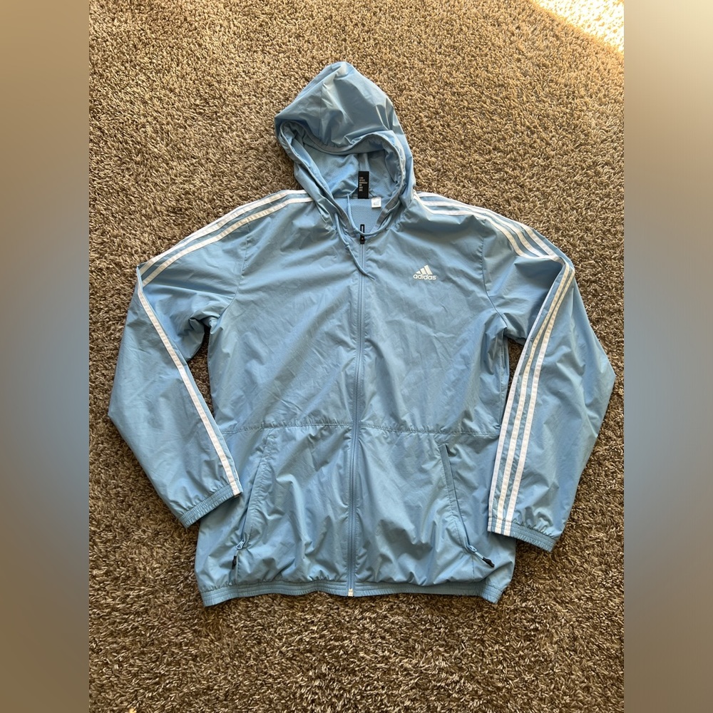 Adidas Baby Blue Windbreaker. Unisex